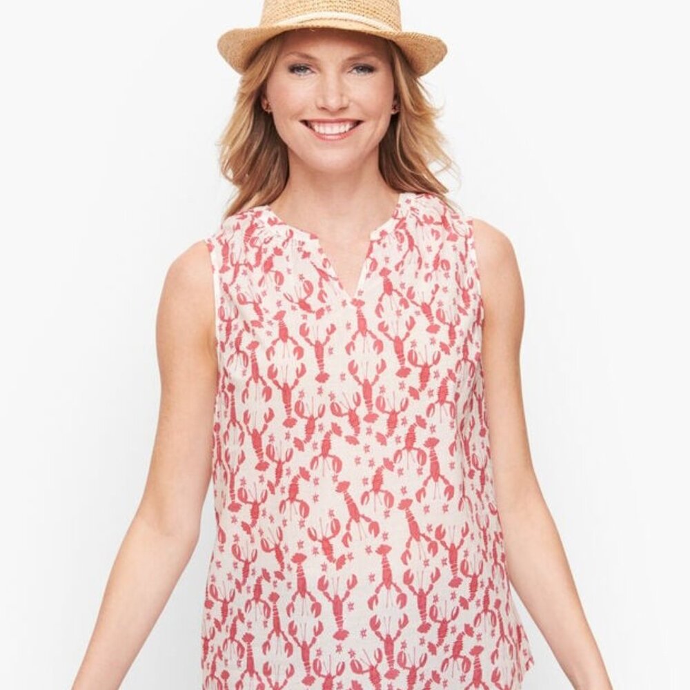 Talbots lobster print sleeveless shell - size large. NWOT